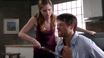 April reveals she is a reaper and begins to torture Cas. April reveals she is a reaper and begins to torture Cas.